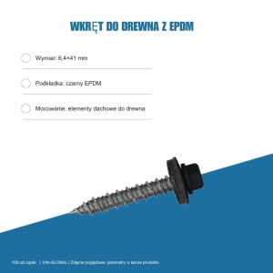 Wkręt do drewna Info-GLOBAL ARW 6,4×41 mm z EPDM, kolory RAL, 100 szt. Wkręt do drewna Info-GLOBAL ARW 6,4×41 mm z EPDM, kolory RAL, 100 szt.